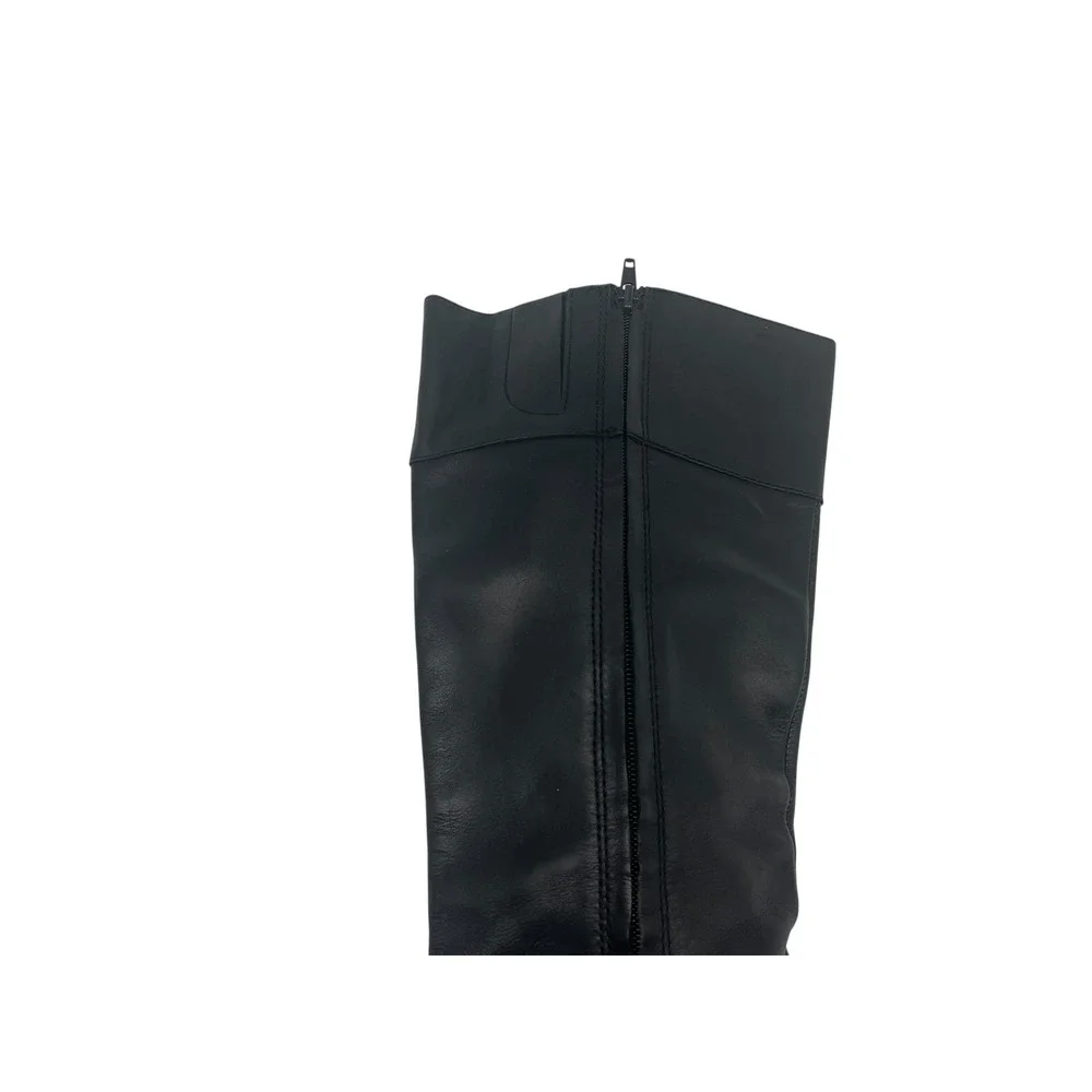 Lauren Ralph Lauren Sigrid Black Leather Knee High Boots Women's Size 8B